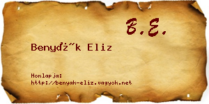 Benyák Eliz névjegykártya